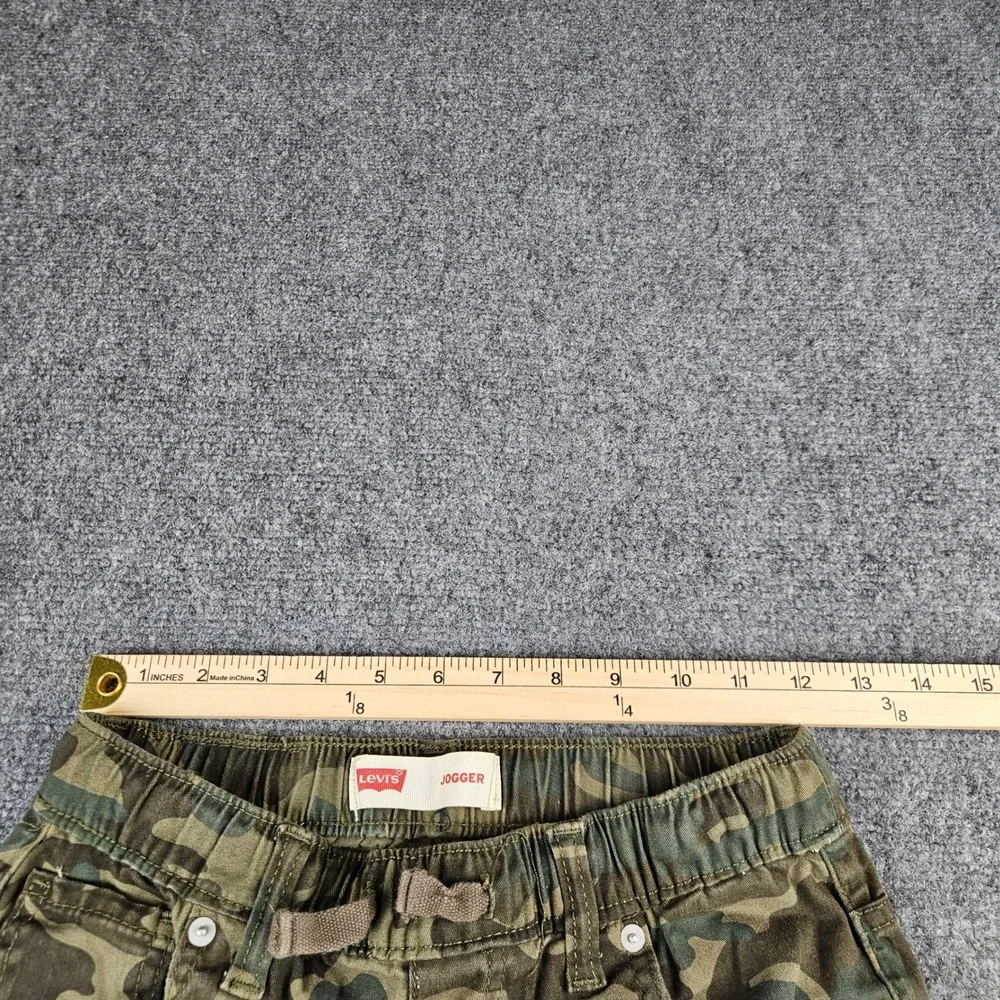 Levis Boys Camo Jogger Pants Green Brown Size 12 Reg Elastic Waist Drawstring